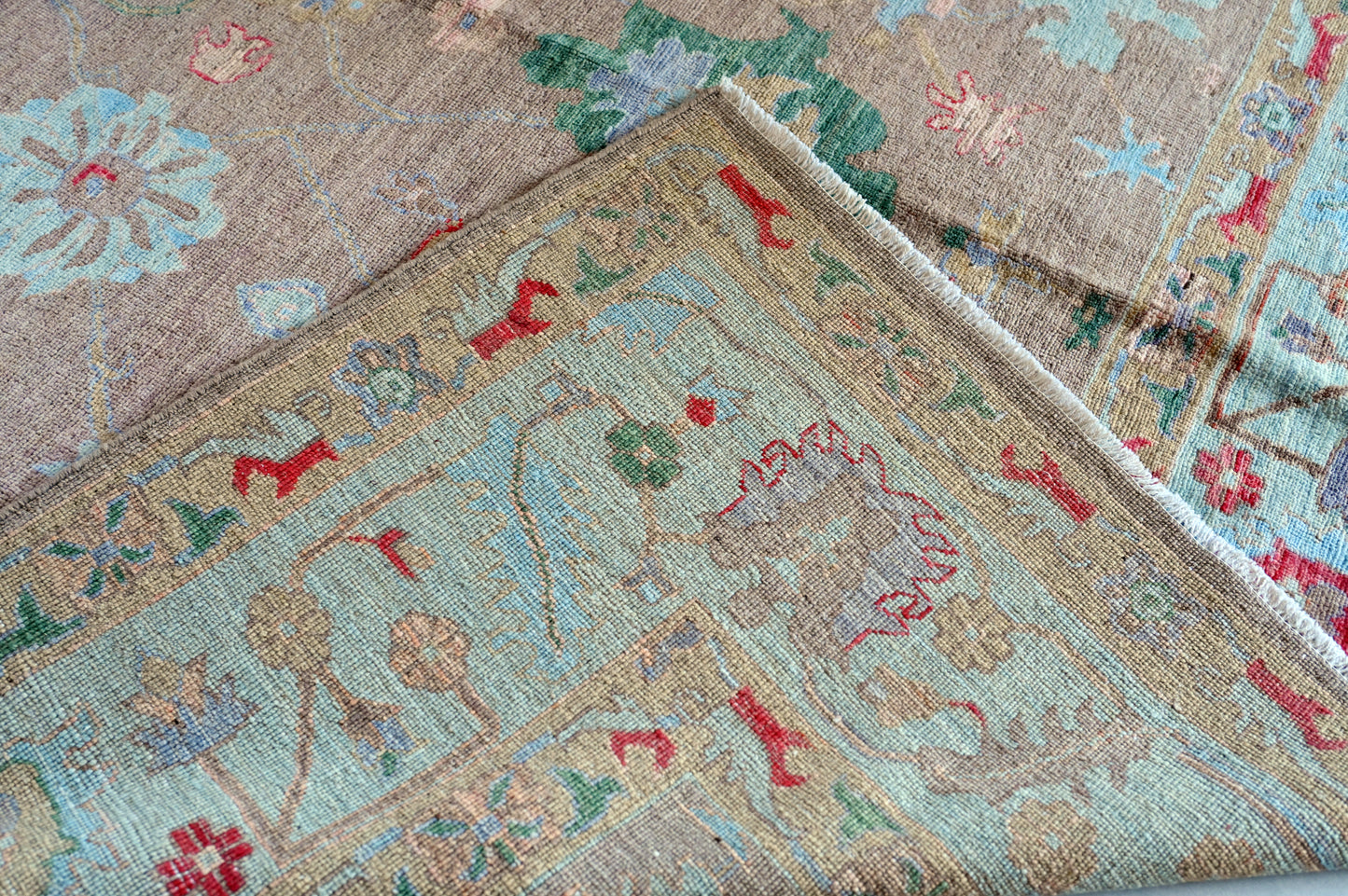 Hand Ppun Wool,hand Knotted, Loose Laid Carpet, Peach Oolour