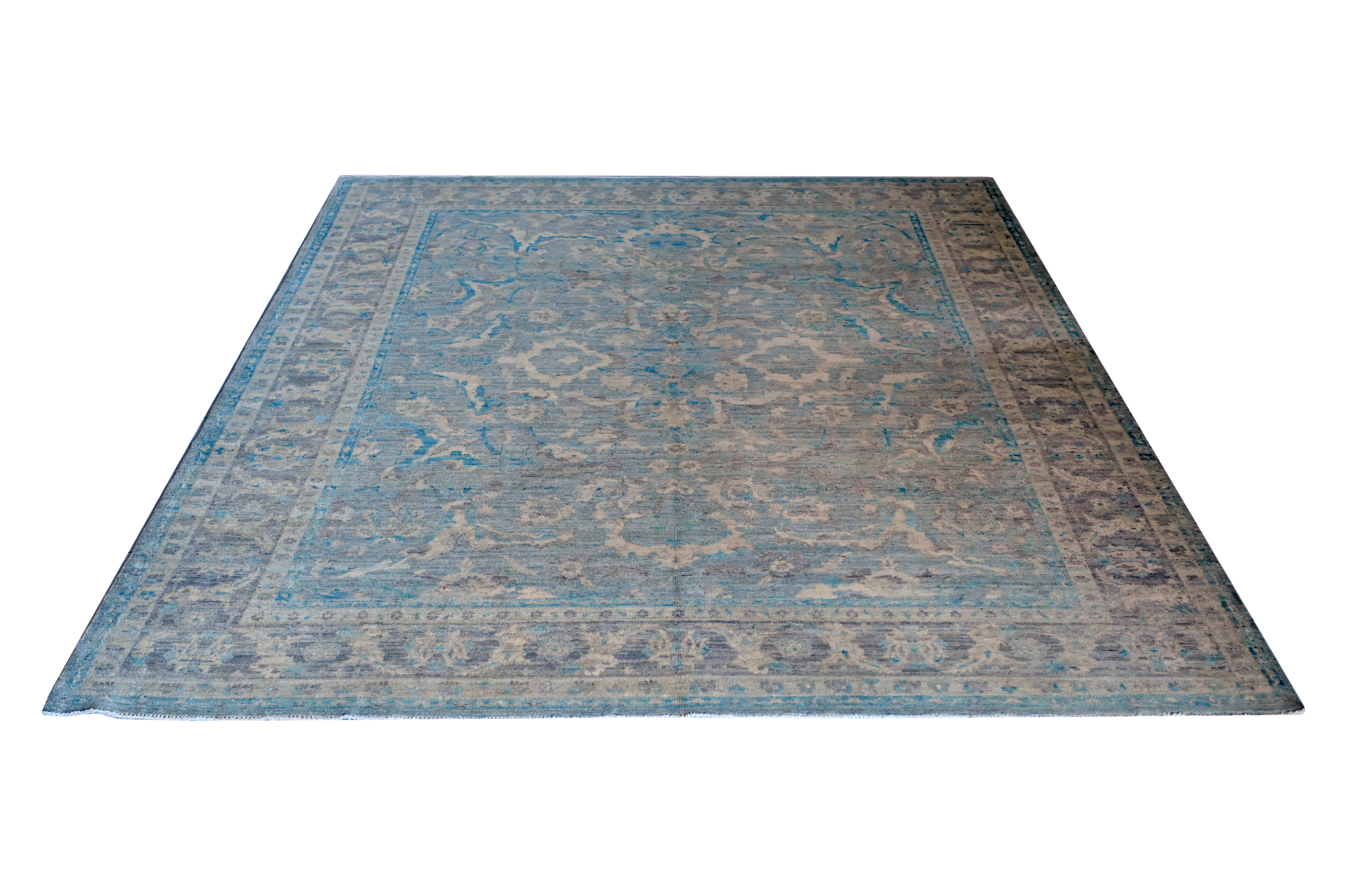 Grey Hand Knotted Woolen Carpet 10 X 8 FT