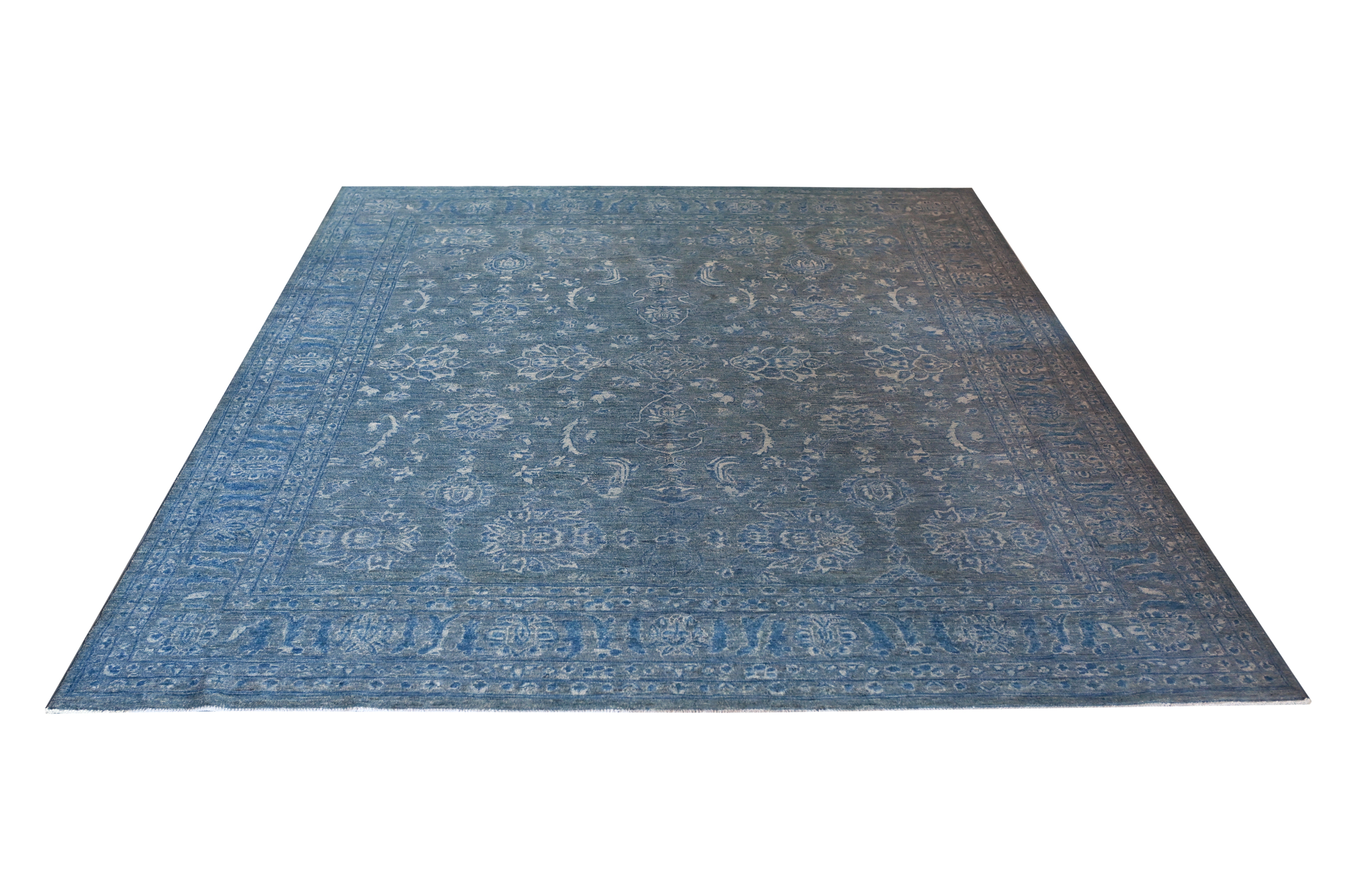 Grey Hand Knotted Woolen Carpet 10 X 8 FT