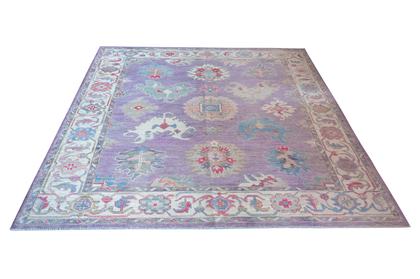 Purple/Lailac, Hand Spun Wool, Hand Knotted Loose Laid Carpet 10 x 8 FT