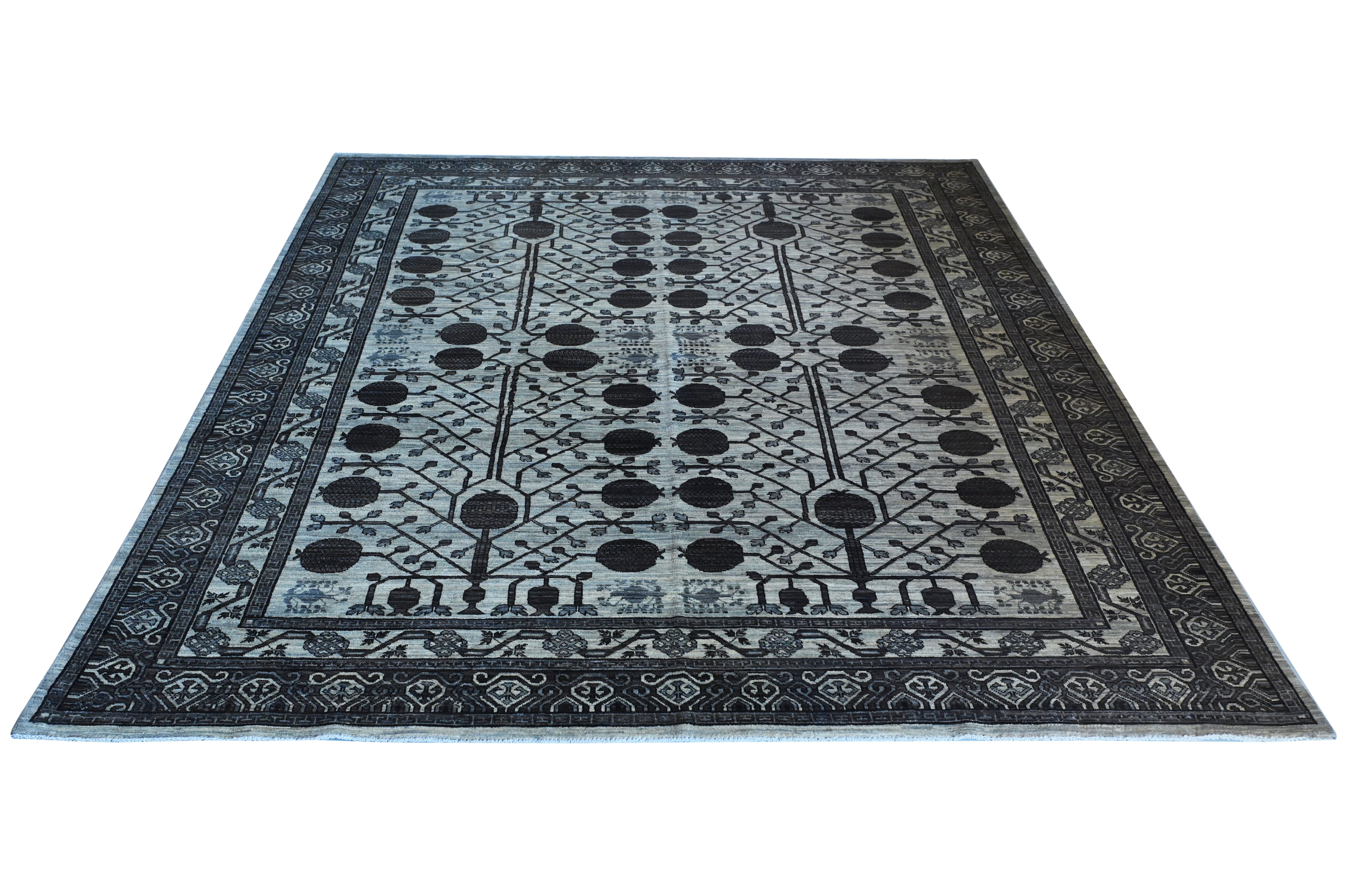Tabriz Wool and Silk Red/Beige Fine Hand Knotted