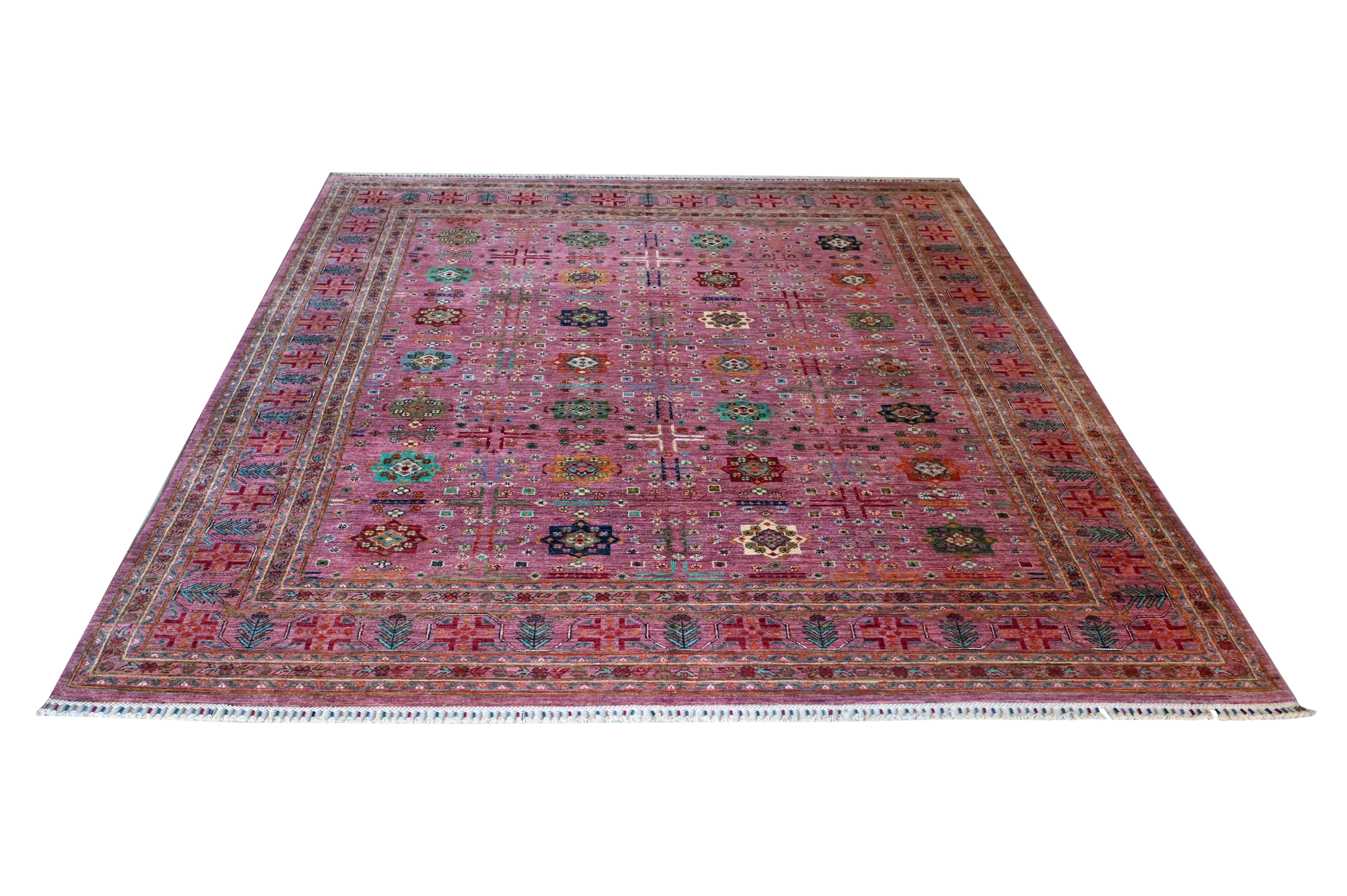 Hand Knotted Carpet, Pink 10 X 8 FT