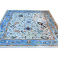 Hand Spun Wool Hand Knotted Loose Laid Carpet White and Blue