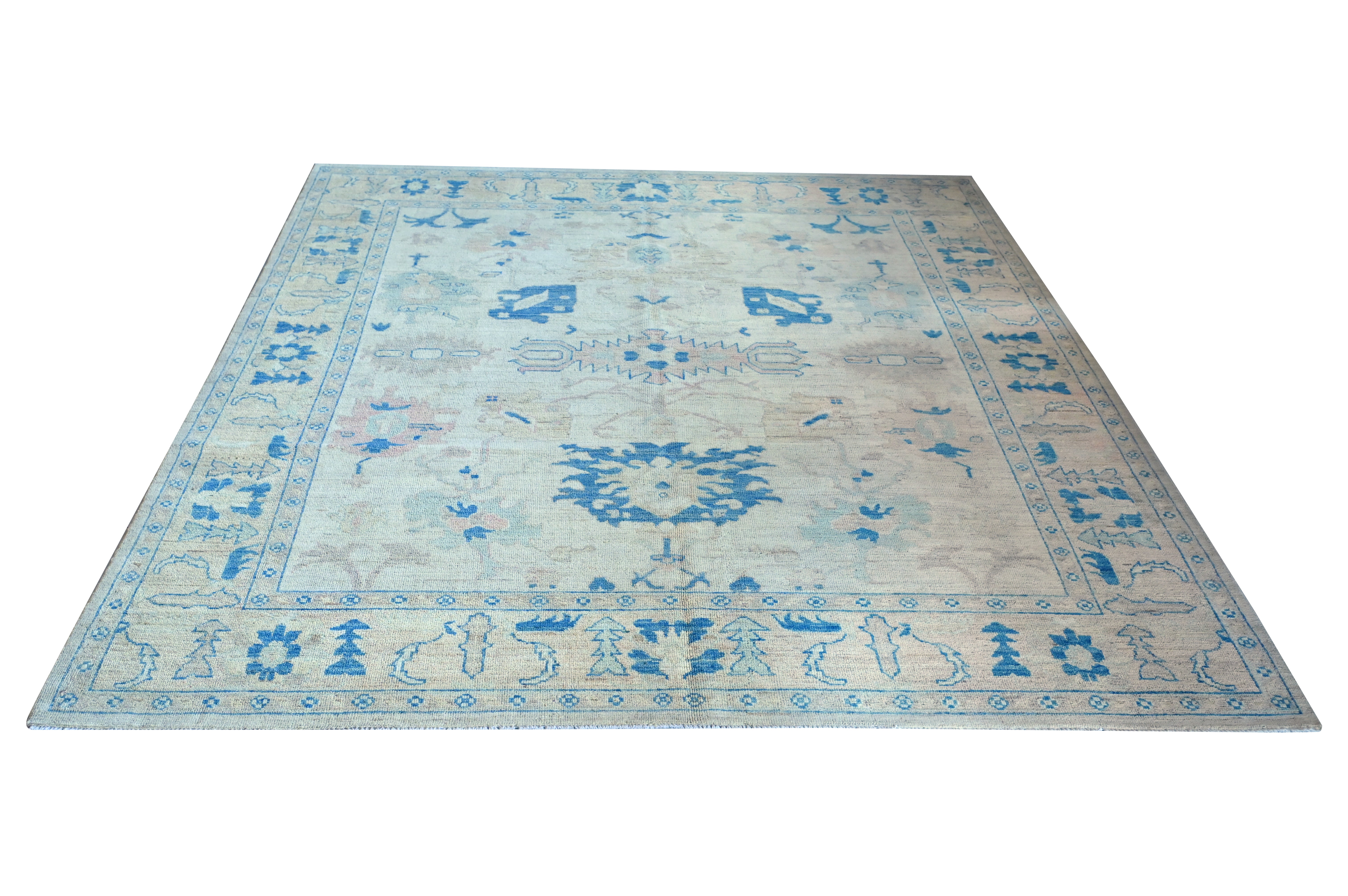 Hand Spun Wool Hand Knotted Loose Laid Carpet Over Dyed 10 X 8 FT