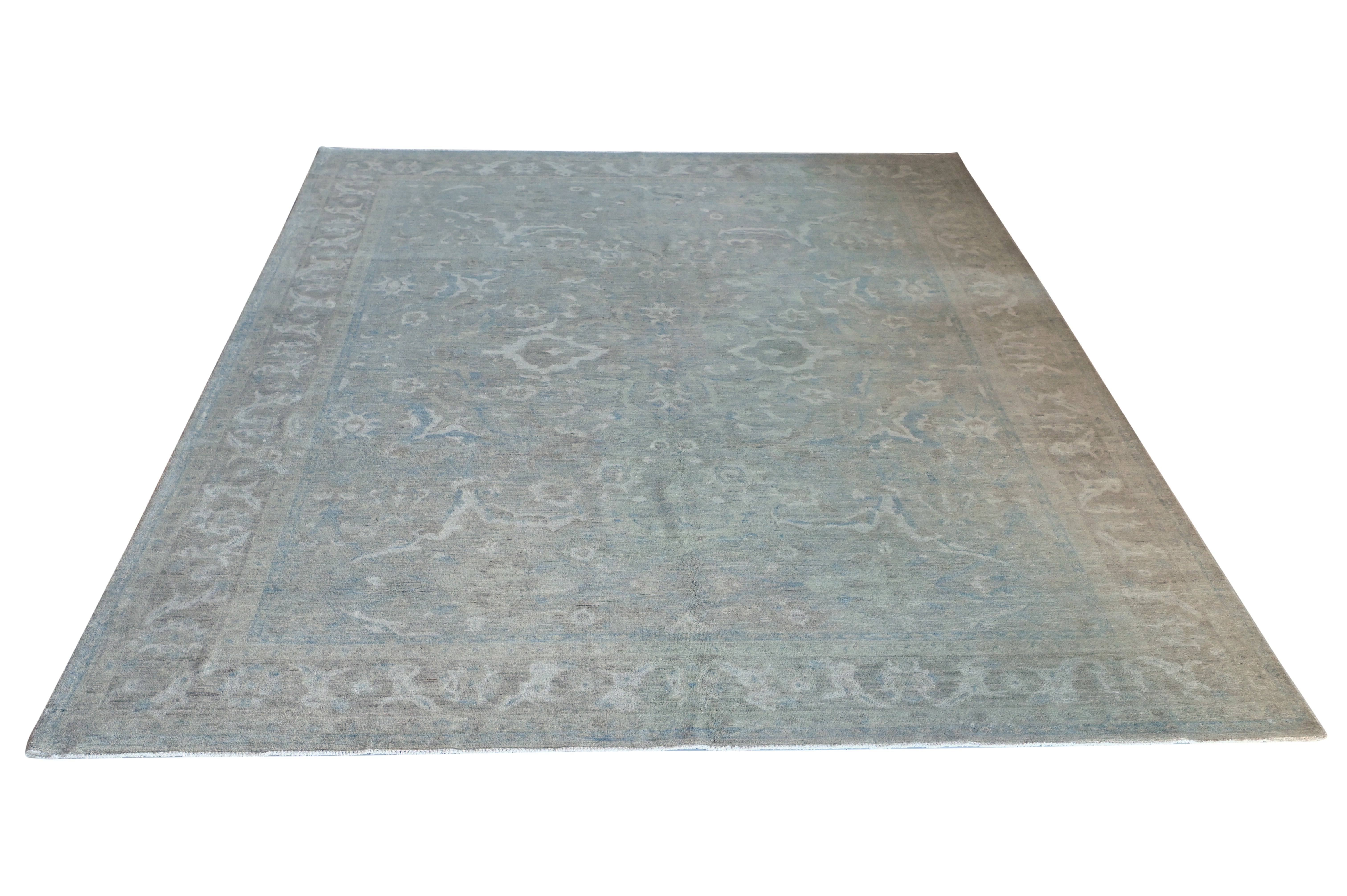 Hand Knotted Carpet, Over Dyed Grey 12 X 9 FT