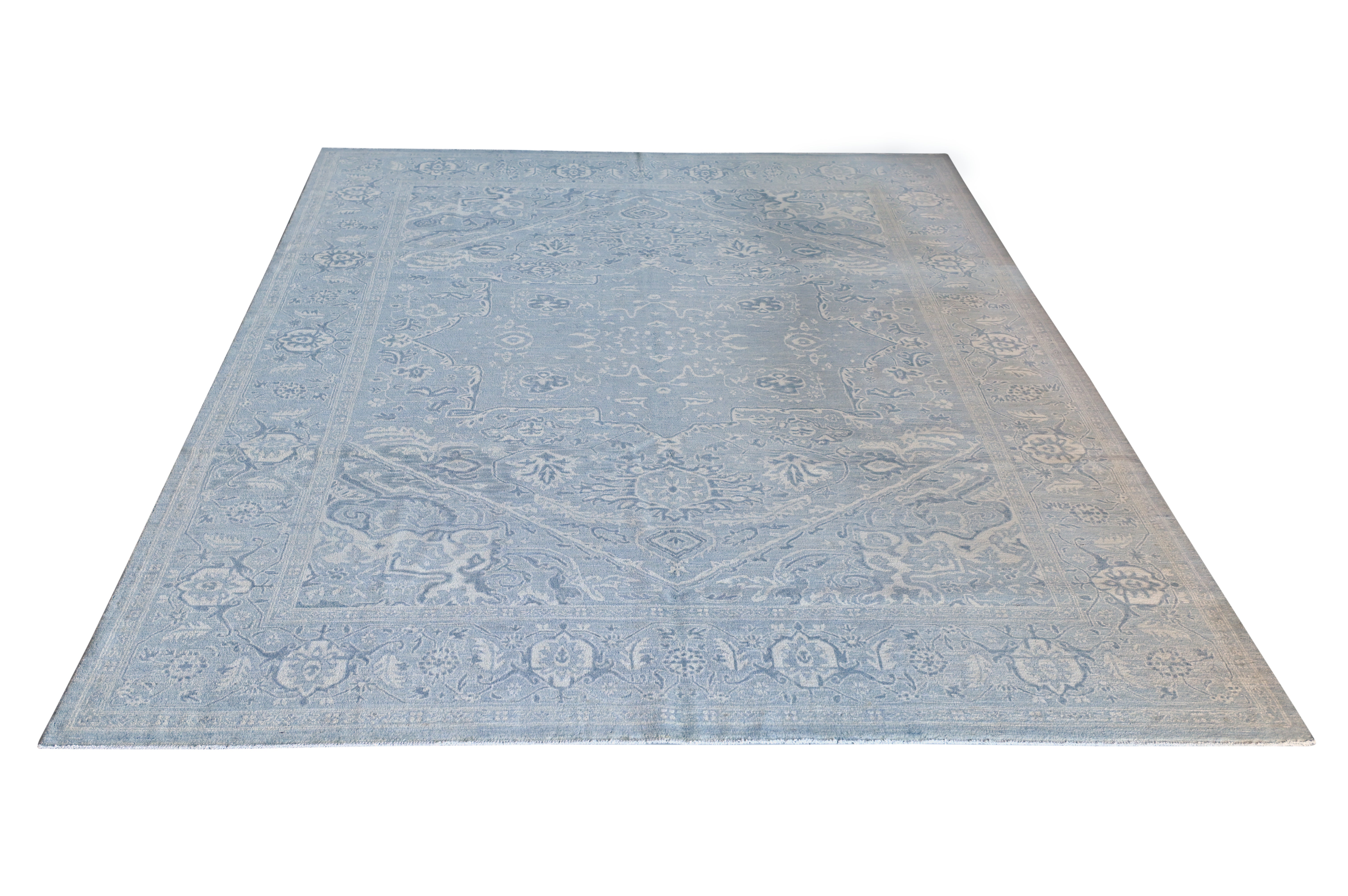 Hand Knotted Carpet Grey 12 X 9 FT