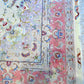 Tabriz Wool and Silk Cream Pink Fine Hand Knotted 10 X 7 FT