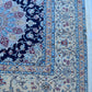 Nein Wool and Silk Made From Kurk Wool Blue/Cream Habibiyan