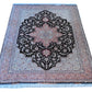 Tabriz Herez Wool and Silk Black/Pink Fine Hand Knotted 10 X 7 FT