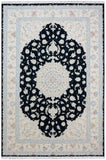 Tabriz wool and silk, black/beige , fine hand knotted