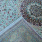 Tabriz Wool and Silk Beige/Green Fine Hand Knotted 10 X 7 FT