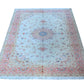 Tabriz Wool and Silk Cream Pink Fine Hand Knotted 10 X 7 FT