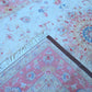 Tabriz Wool and Silk Cream Pink Fine Hand Knotted 10 X 7 FT