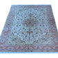 Tabriz Wool and Silk Cream/ Peach Fine Hand Knotted 10 by 7 FT