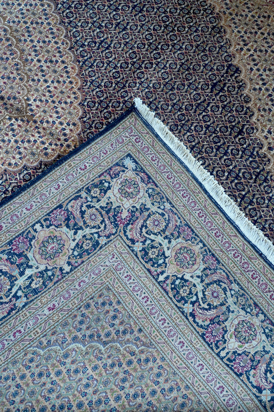 Tabriz Wool and Silk Pink/Blue Fine Hand Knotted 11 X 8 FT