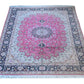 Tabriz Wool and Silk Pink/Blue Fine Hand Knotted 11 X 8 FT