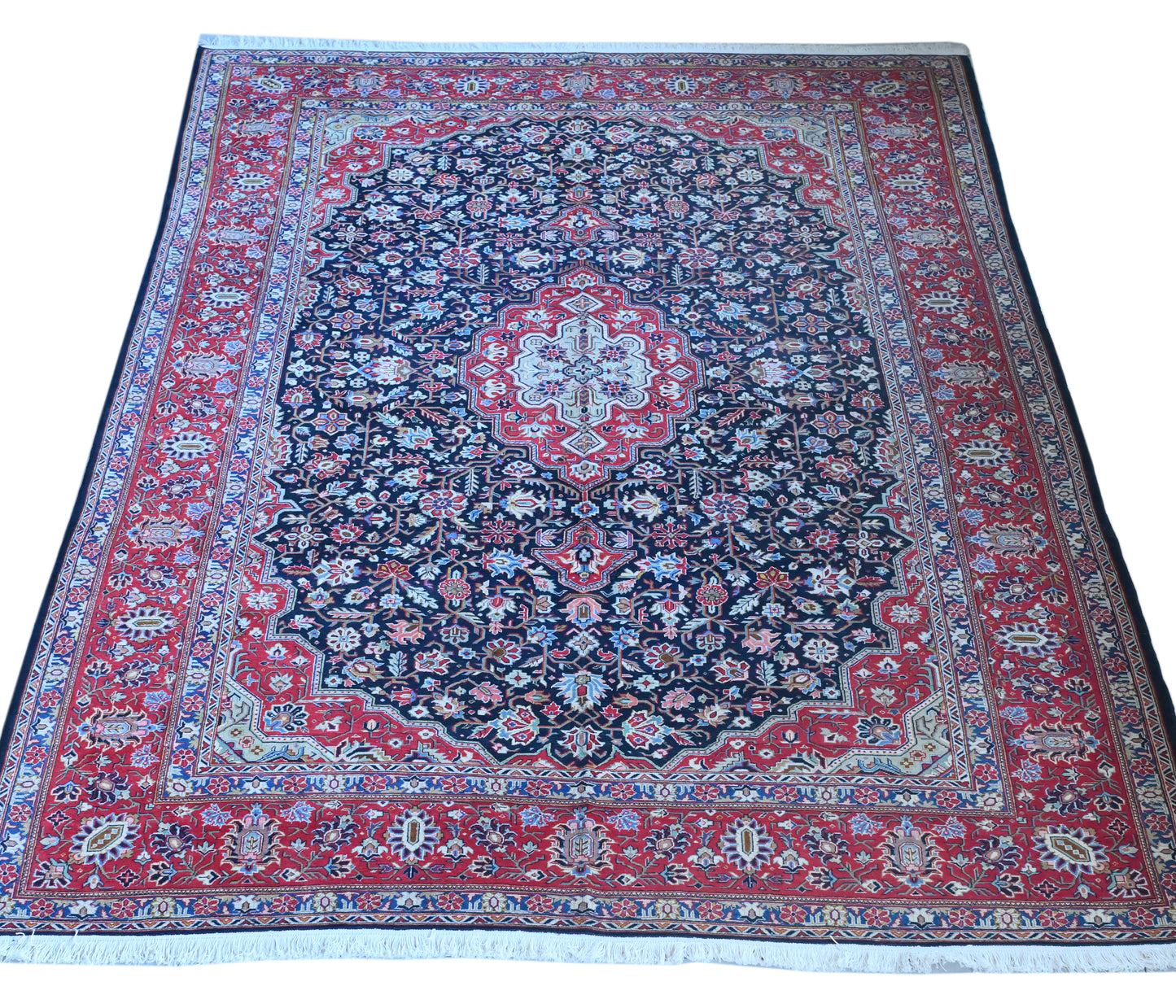 Mashad Herez Wool Black/Red Fine Hand Knotted