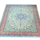 Tabriz Wool and Silk Yellow/Peach Fine Hand Knotted