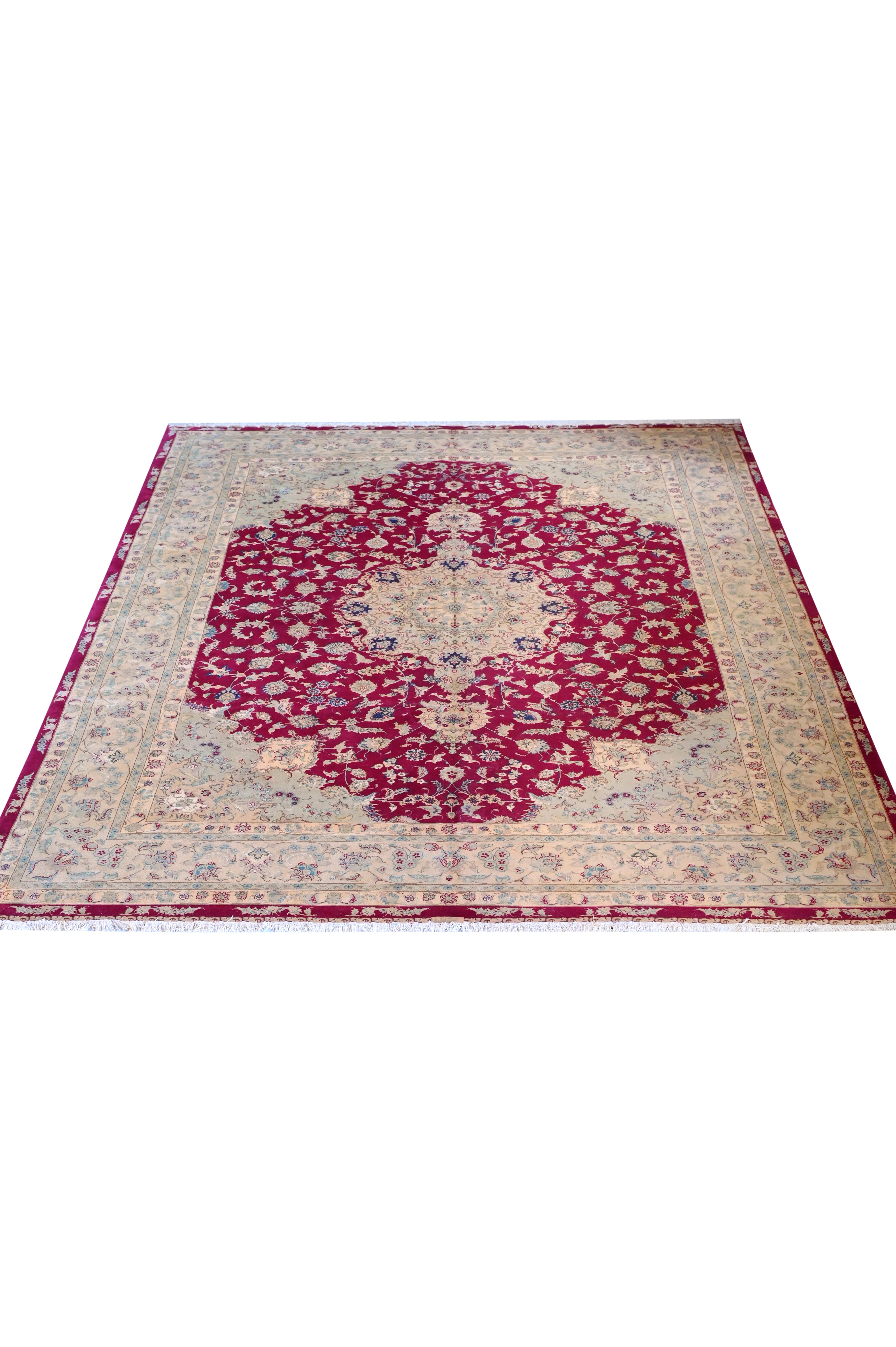 Tabriz Wool and Silk Hot Pink Fine Hand Knotted 13 X 10 FT