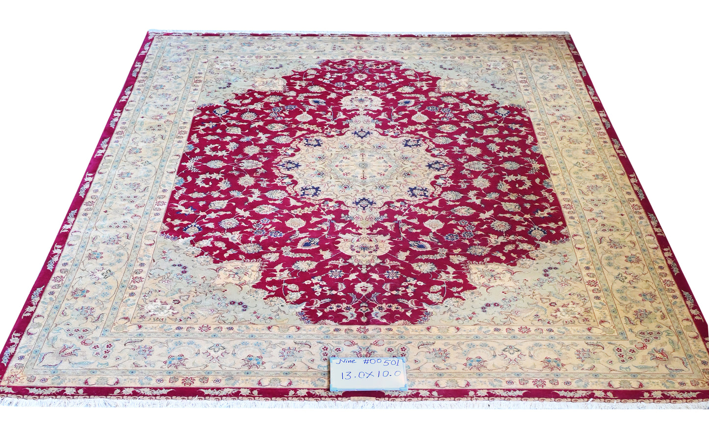 Tabriz Wool and Silk Hot Pink Fine Hand Knotted 13 X 10 FT