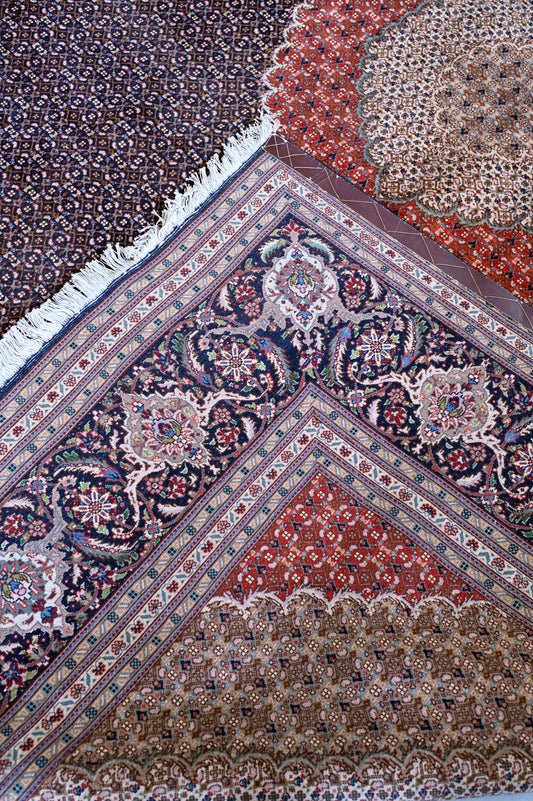 Mahi Tabriz Wool and Silk Black/Beige 13 X 10 FT