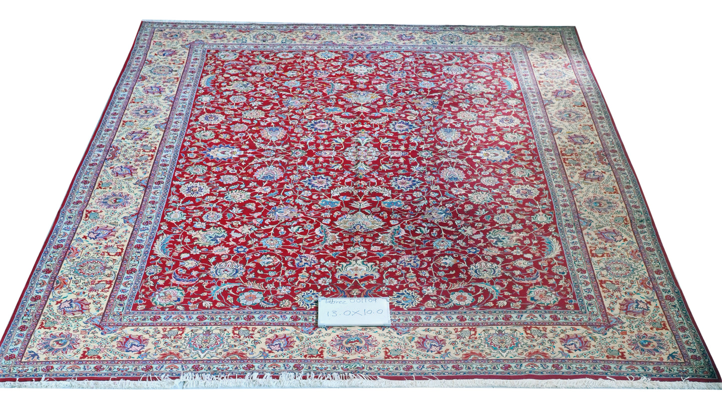 Mashad Wool Hand Knotted Red 13 X 10 FT