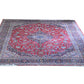 Kashan Wool and Silk Red/Blue 13 X 10 FT