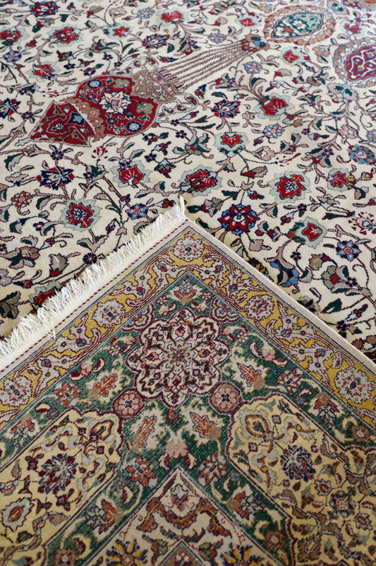 Ardabeel Wool Fine Hand Knotted Cream and Green 13 X 10 FT