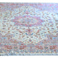 Tabriz Wool and Silk Fine Hand Knotted Cream and Pink 13 X 10 FT