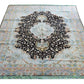Tabriz Wool and Silk Black/Beige Fine Hand Knotted 10 X 7 FT