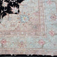 Tabriz Royal Wool and Silk on Silk Base Black/Beige/Pink 10 X 7 FT