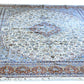 Ispahan on silk base, wool,cream/brown, fine hand knotted 17 X 11 FT