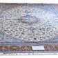Ispahan on silk base, wool,cream/brown, fine hand knotted 17 X 11 FT