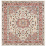 Tabriz Wool and Silk Fine Hand Knotted Cream and Pink 13 X 10 FT