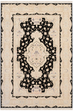 Tabriz Royal Wool and Silk on Silk Base Black/Beige 10 X 7 FT