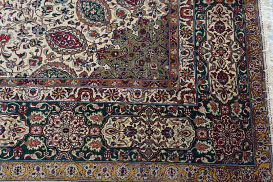 Ardabeel Wool Fine Hand Knotted Cream and Green 13 X 10 FT