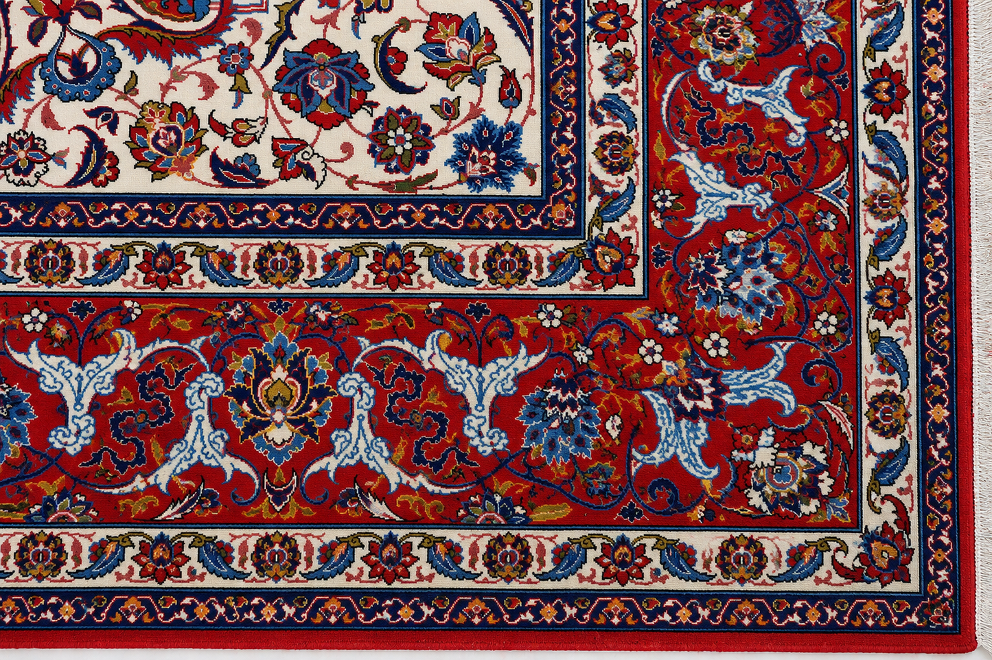 Ispahan Kunj Wool Cream/Orange fine Hand Knotted 12 X 9 FT
