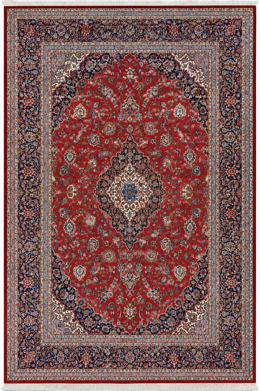 Kashan Wool and Silk Red/Blue 13 X 10 FT