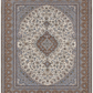 Ispahan on silk base, wool,cream/brown, fine hand knotted 17 X 11 FT