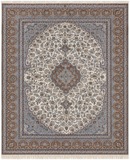 Ispahan on silk base, wool,cream/brown, fine hand knotted 17 X 11 FT