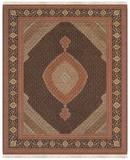 Tabriz Mahi wool and silk, rust and black, fine hand knotted 13 X 10 FT