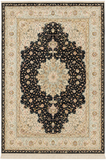 Tabriz Wool and Silk Black/Beige Fine Hand Knotted 10 X 7 FT