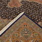 Tabriz Mahi Wool and Silk Maroon and Black Fine Hand Knotted 11 X 8 FT