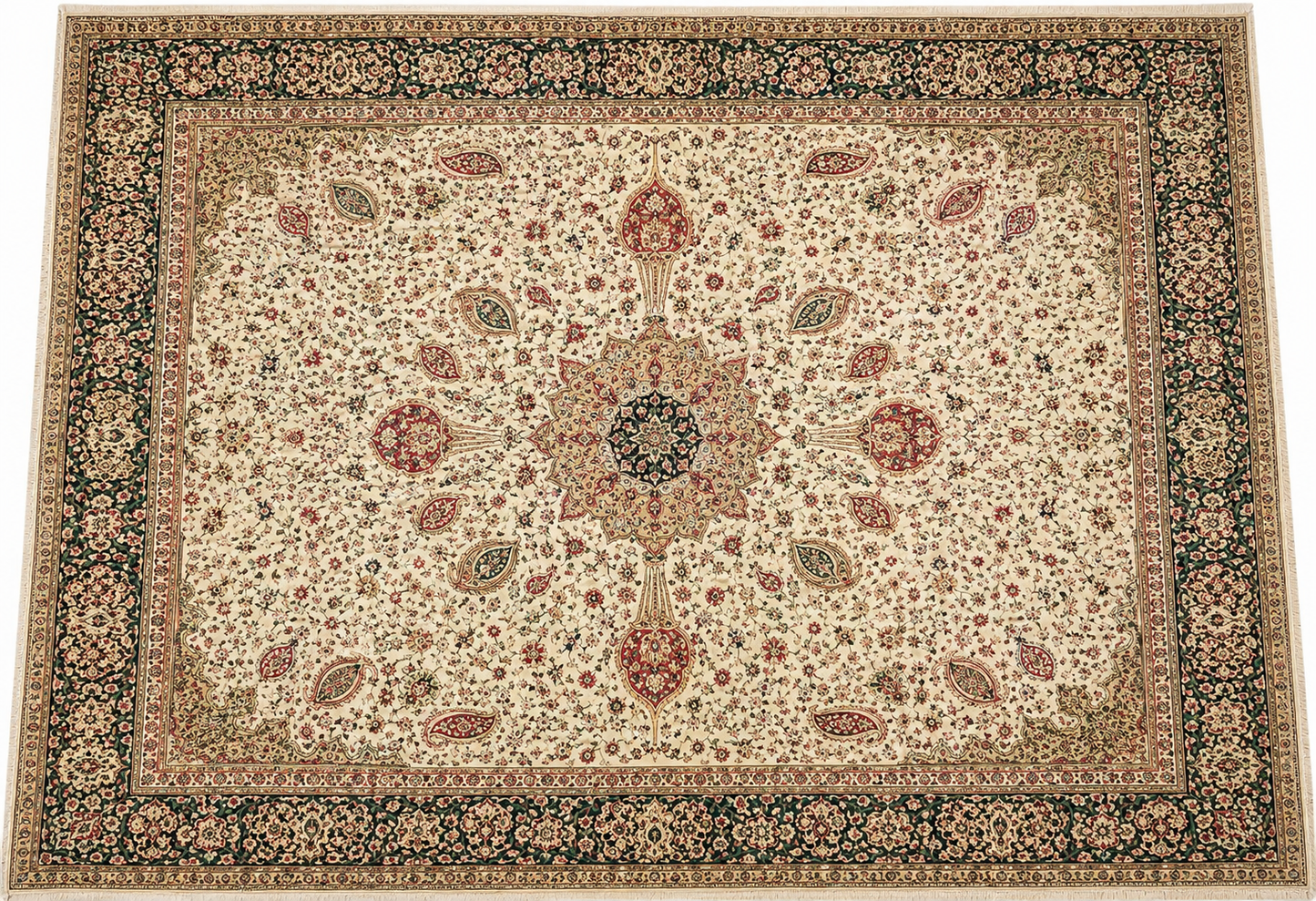 Ardabeel Wool Fine Hand Knotted Cream and Green 13 X 10 FT