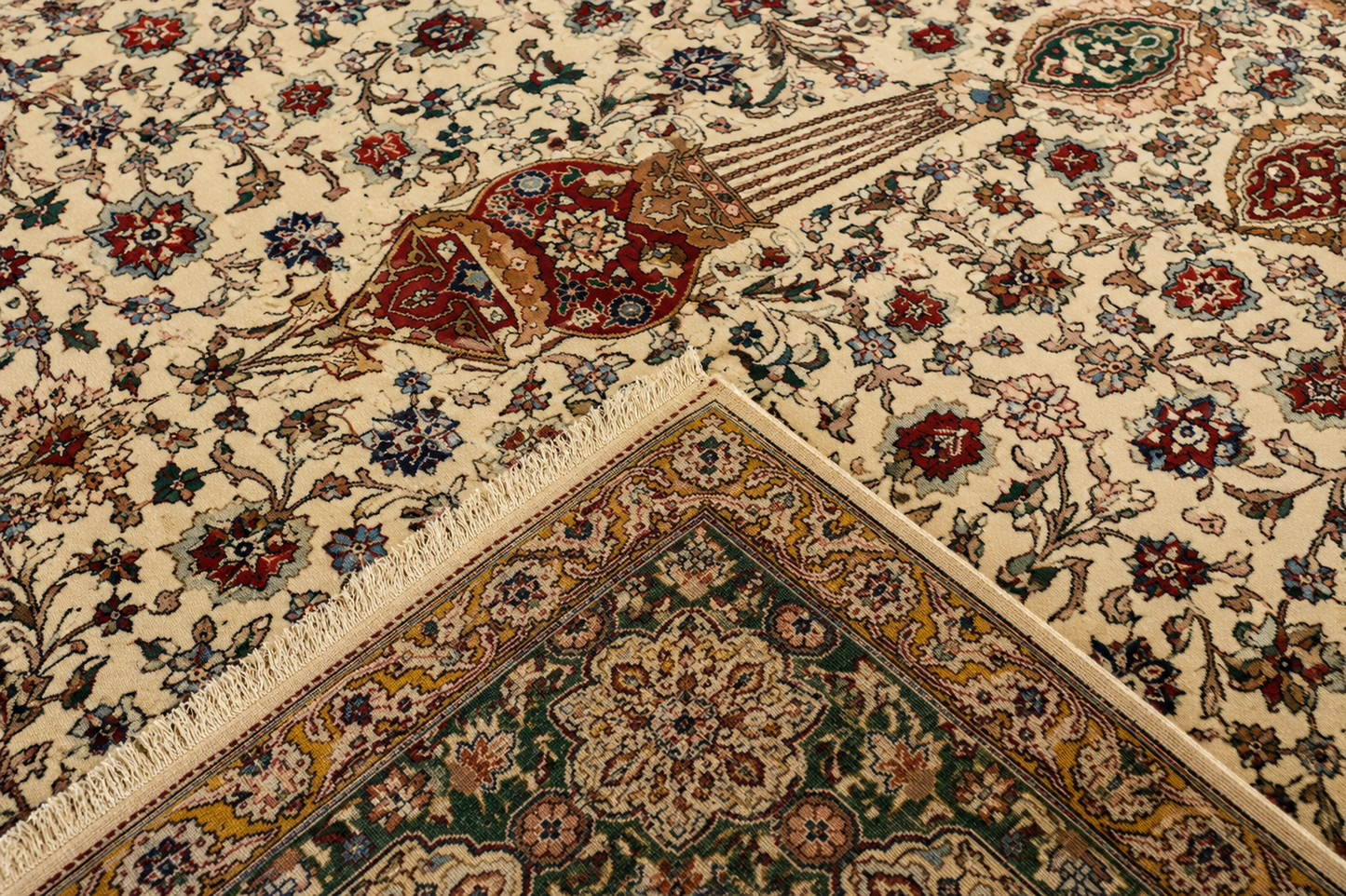 Ardabeel Wool Fine Hand Knotted Cream and Green 13 X 10 FT