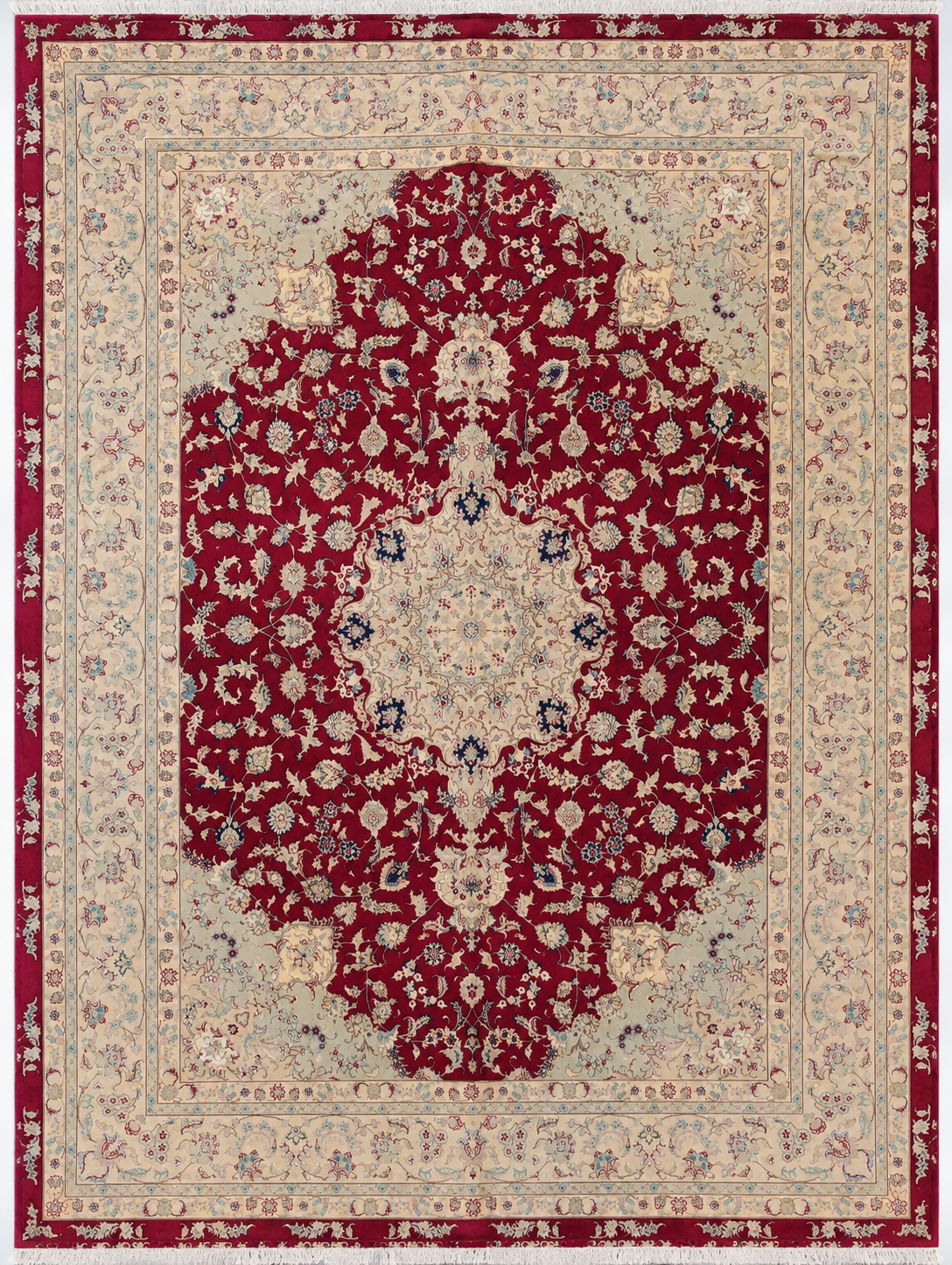 Tabriz Wool and Silk Hot Pink Fine Hand Knotted 13 X 10 FT