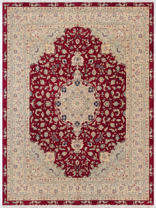 Tabriz Wool and Silk Hot Pink Fine Hand Knotted 13 X 10 FT