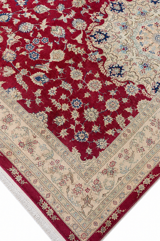 Tabriz Wool and Silk Hot Pink Fine Hand Knotted 13 X 10 FT