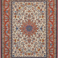 Ispahan Kunj Wool Cream/Orange fine Hand Knotted 12 X 9 FT