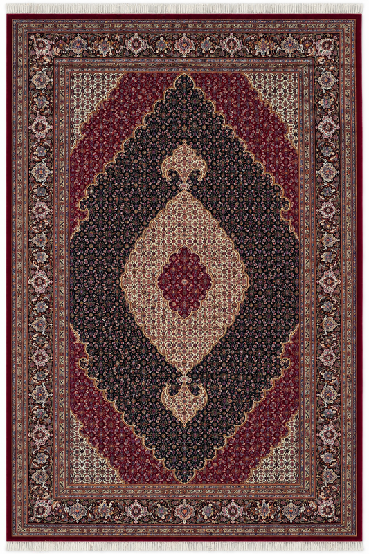 Mahi Tabriz, wool and silk ,black and orange 13 X 10 FT